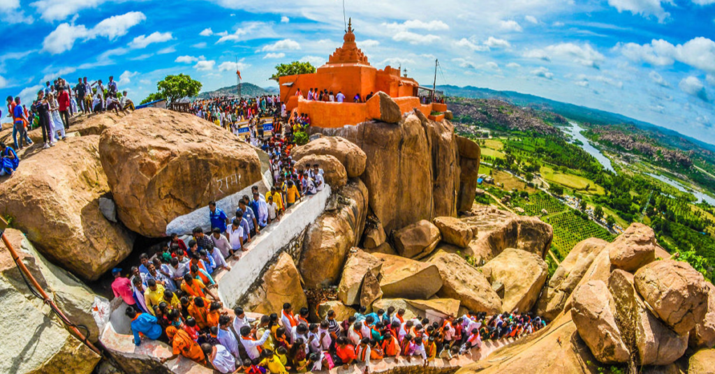 Hanuman Jayanti celebration at Anjanadri Hills, Hampi